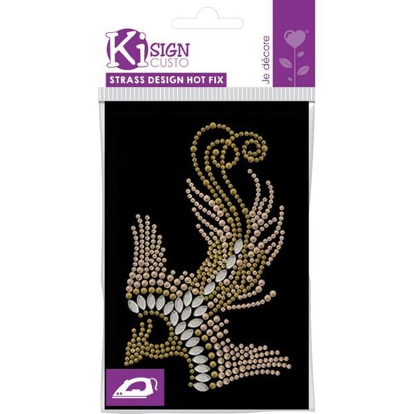 Ki-Sign - Värmeöverföringstryck med nitar och strass Phoenix 13,7x8,5 cm