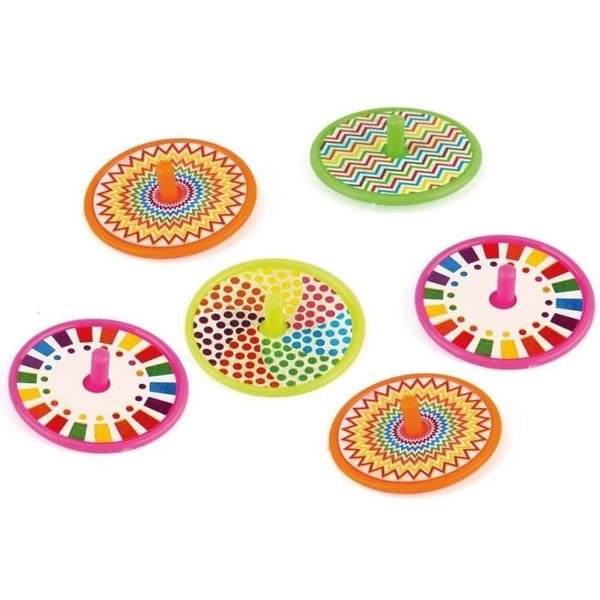 P'TIT Clown re23460 - Paket med 6 mini leksaker Spinning Tops