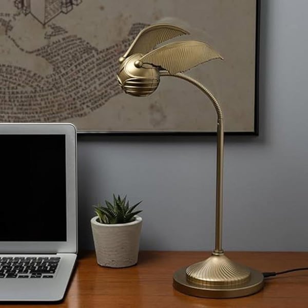 Skrivbordslampa - PALADONE - Gyllene Snitch - Ledad - 3 belysningslägen - USB
