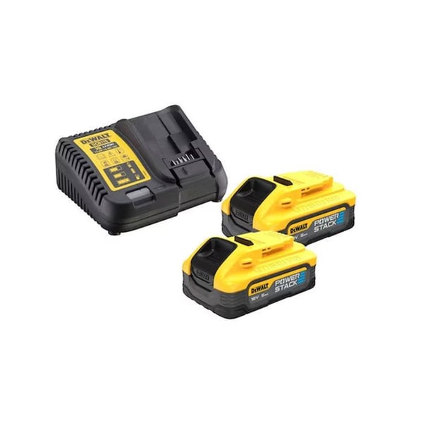 Kit med 2 DEWALT værktøjer 2 batterier 18V 5Ah POWERSTACK Slagnøgle DCD805 + Slagnøgle DCF850 - DCK2050H2T-QW