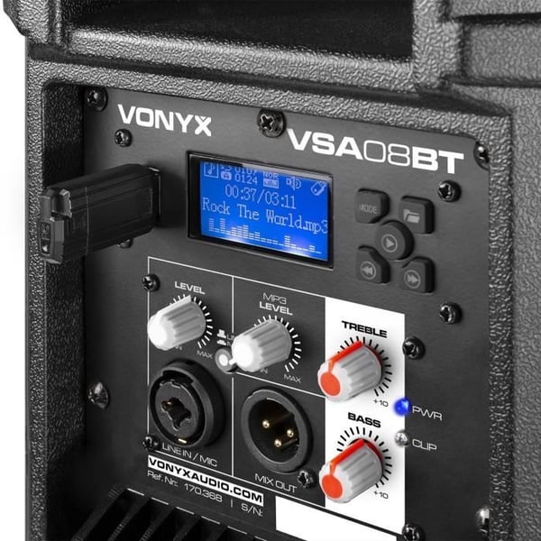 Aktiv bi-förstärkt högtalare - VONYX - VSA08BT - Bluetooth 5.0 - 250 Watts - Woofer 8 tum