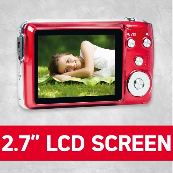 AGFAPHOTO Realishot DC8200 - Kompakt Digitalkamera 18MP, Full HD Video, LCD 2.7'', 8X Zoom, 16GB SD-kort - Röd