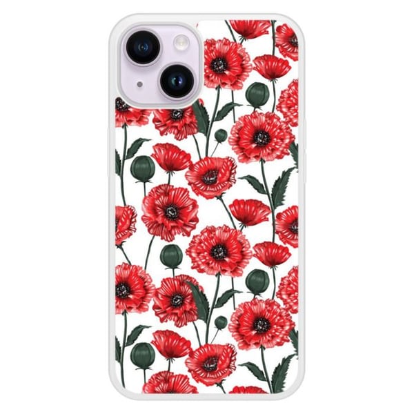 Siliconfodral med förstärkt tryck kompatibel med Apple iPhone 14 Pionblommor