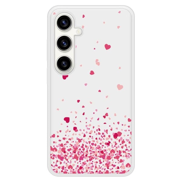 Siliconfodral med förstärkt tryck kompatibel med Samsung Galaxy S23 FE Rosa Hjärtkonfetti