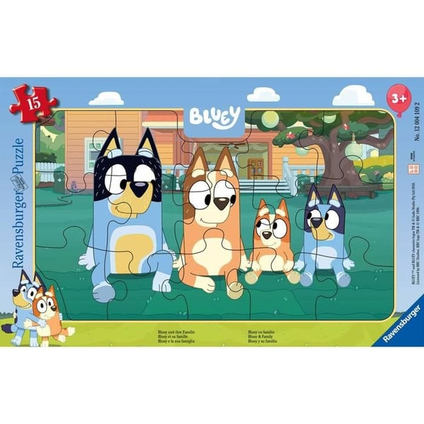 Pusselram 15 bitar: Bluey och hennes familj