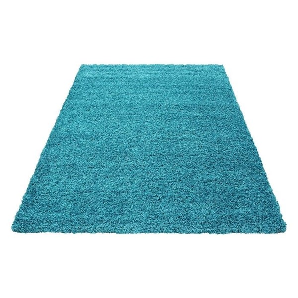 Matta - Lugg - Turkos - 240x340 cm - 100% Polypropylen - Hårlängd 30 mm