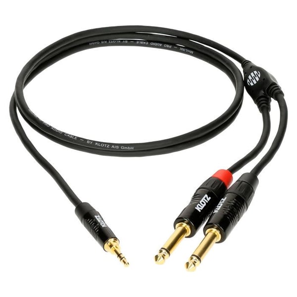 Klotz Y-kabel med mini-Jack hane TRS / 2x Jack hanar TS, 1.5m Y-kablar