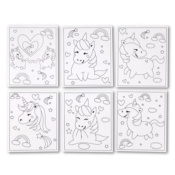 Dekorera kort - CTOP - Enhörningar - 6 stycken - 13 cm x 16 cm - Vit