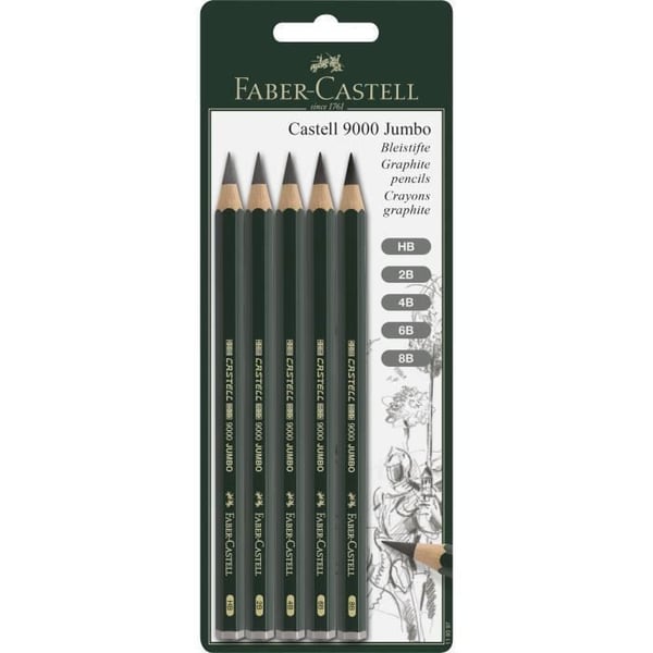 Pennor - FABER-CASTELL - Castell 9000 Jumbo - Blister med 5 - För barn - Blandat