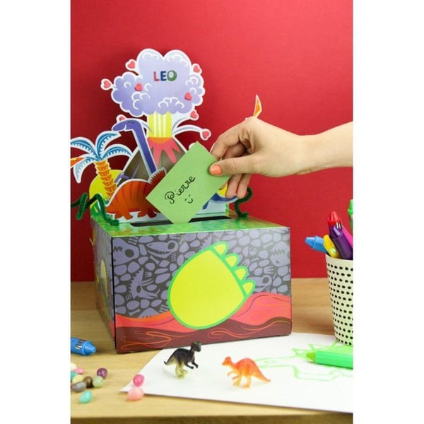MégaCréa DIY - Barns födelsedagsurna att montera Dinosaurie och Vulkan 20,5 cm