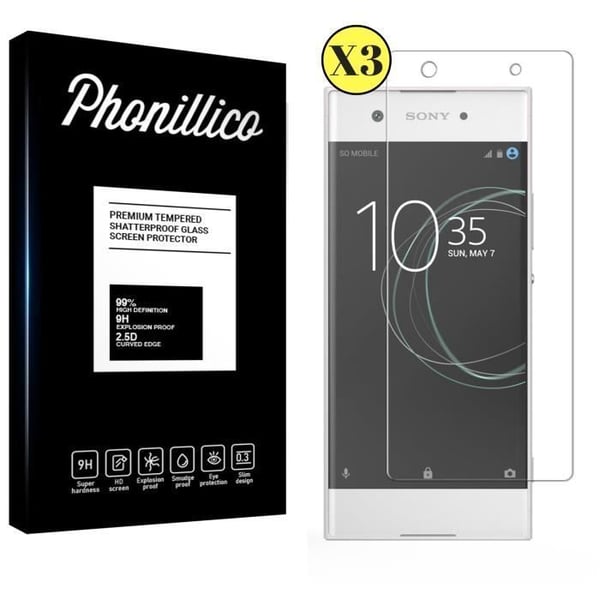 Filmbeskyddsskärm - Phonillico® - Sony Xperia XA1 - Paket med 3 - Härdat glas - Repbeständig