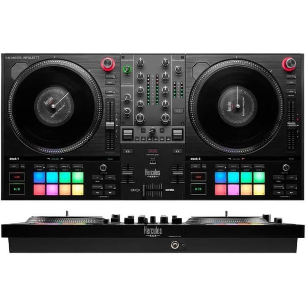 HERCULES DJCONTROL INPULSE T7 - Sort motoriseret DJ-controller med to dæk