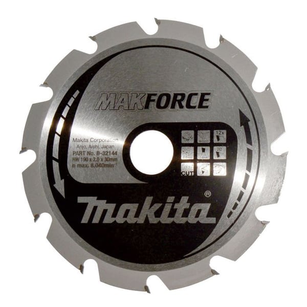 "MakForce" kolfiberblad för trä, för MAKITA cirkelsågar storlek Ø355 mm x 24 tänder