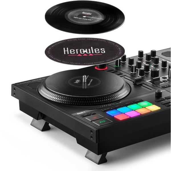 HERCULES DJCONTROL INPULSE T7 - Sort motoriseret DJ-controller med to dæk