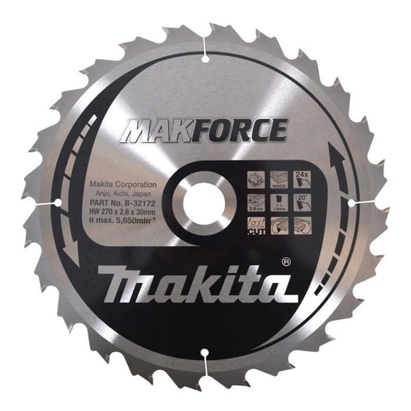 "MakForce" kolfiberblad för trä, för MAKITA cirkelsågar storlek Ø355 mm x 24 tänder