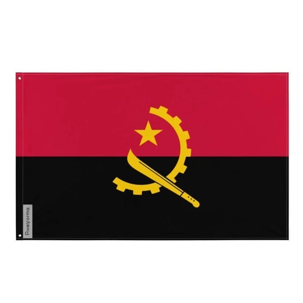 Angolas flagga – 120 x 180 cm – Hållbar polyester – 2 metallöglor – Inomhus / Utomhus – Pixelforma
