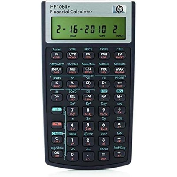 Finansiell räknare - HP - HP10bII+ - LCD-skärm - Batteri - Svart