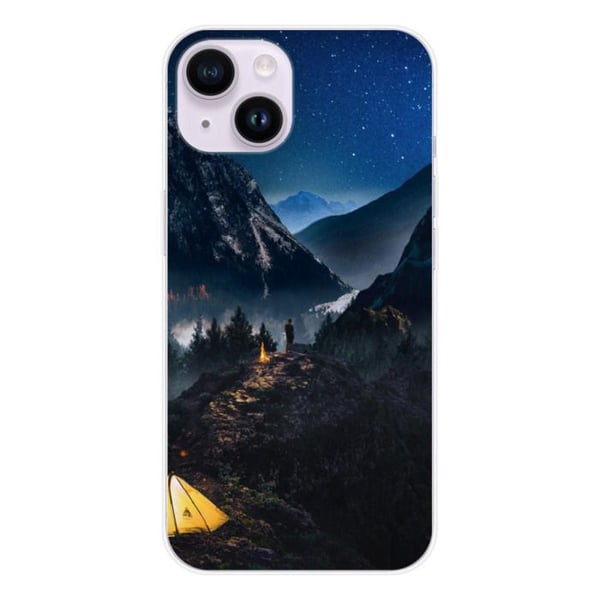 Tryckt silikonfodral som är kompatibelt med Apple iPhone 15 Alone in the Mountains