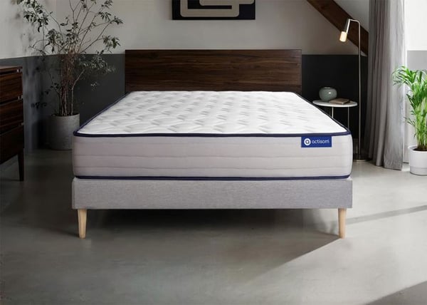 Madrass- och boxspringset 130x190 cm - Actilatex Form - Grå boxspringkit