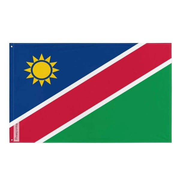 Namibias flagga – 60 x 90 cm – Hållbar polyester – 2 metallögon – Inomhus / Utomhus – Pixelforma