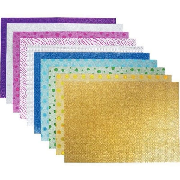 Glitterande självhäftande ark - Flerfärgad - A4 - 10-pack - Juldekoration - Olika mönster