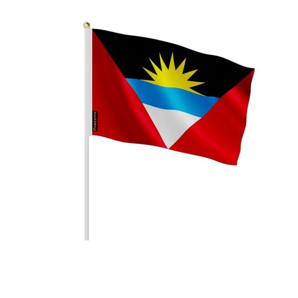 Mini flagga från Antigua och Barbuda – 30 x 45 cm – Att hålla i handen – Polyester – 1 styck – Pixelforma