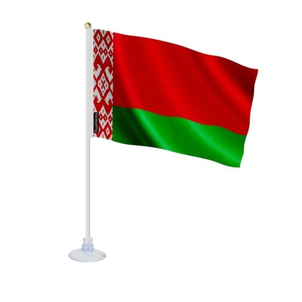 Mini Belarussiska flagga – Sugkopp – 14 x 21 cm – För slät yta – Polyester – 1 styck – Pixelforma