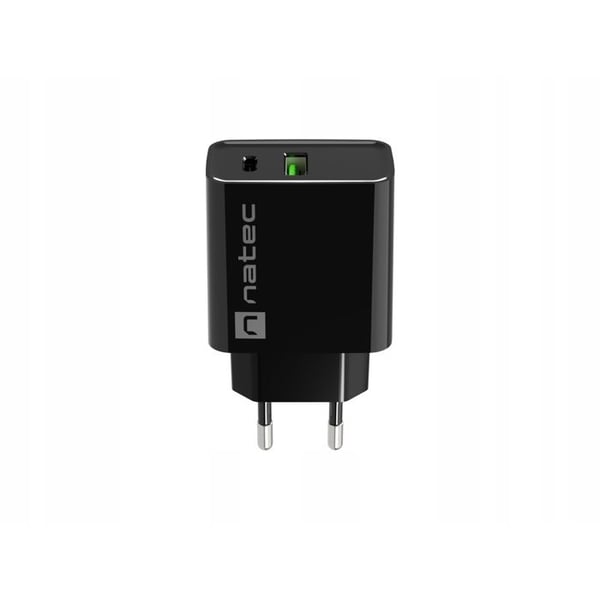 Laddare - NATEC - RIBERA - 20W - 1XUSB-A - 1XUSB-C PD3.0 QC3.0 - Svart