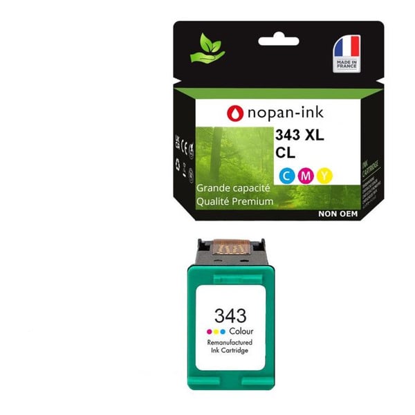343XL tillverkad i Frankrike, 1 återvunnen bläckpatron för HP 343 XL Färg C8766EE kompatibel med Photosmart 2570 2575 2710 81