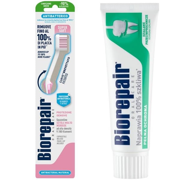 Tandborste - Biorepair - Curve Gum Protection - med tandkräm Full Protection 75ml - komplett vård