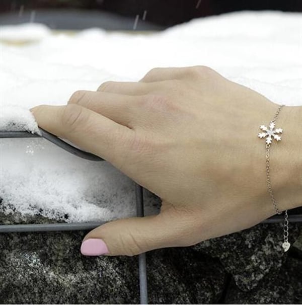 Armband - BENETO - AGB638/21 - Rhodium-belagda silver - Snöflinga - 21 cm
