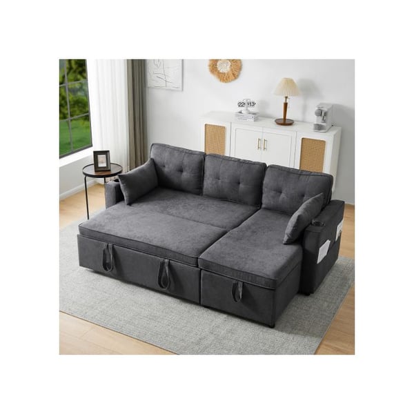 Sängsoffa med sängfunktion, L-soffa, stoppade möbler, soffa, chaise longue med förvaringsutrymme
