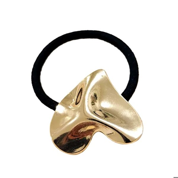 Hårsnodd - AVIZAR - Metalliserat Hjärta - Svart - Grafisk Design - Nutida Elegans
