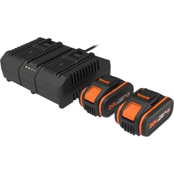 Pack 2 Batterier - WORX - WA3611 - 20V - 4Ah - Dubbel Högpresterande Laddare