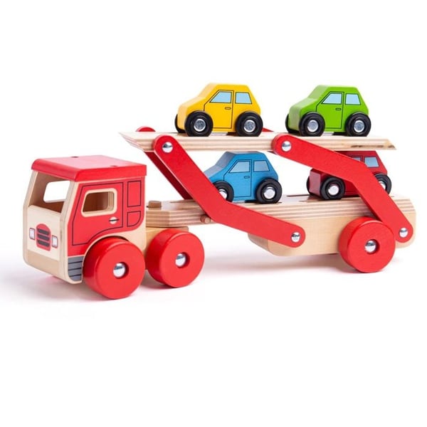 Toy - BigJigs Toys - Trätransportbil - För barn från 3 år och uppåt - Ljusa färger