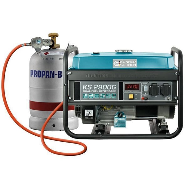 Bensin-gasolgenerator KS 2900G Könner & Söhnen, max effekt 2900W, manuell start, AVR-regulator, LED-display.