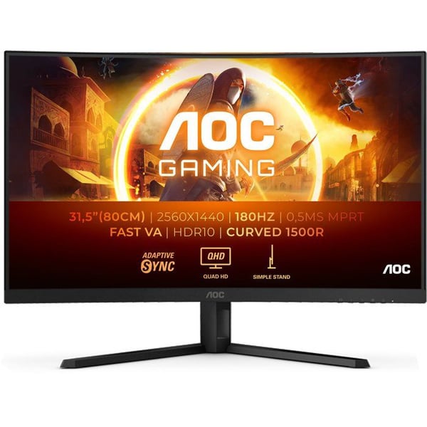 Kurvad PC-skärm Gamer - AOC - 32'' - QHD - 180Hz - Snabb VA-panel - 0,5ms - CQ32G4VE