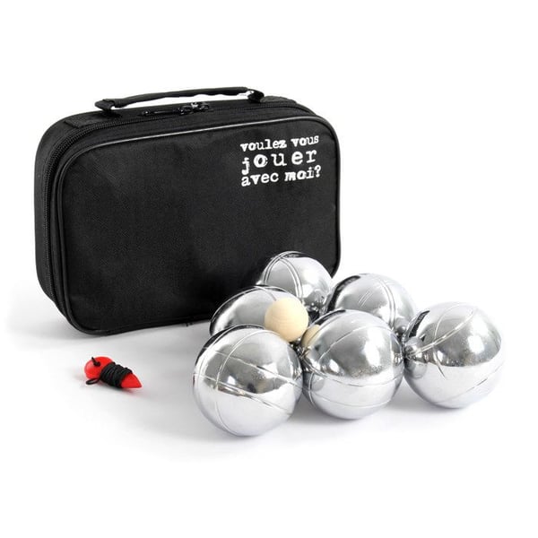 Toboli Set Pétanque 6 Bollar i Metall med Cochonnet Mål Nylonväska Pétanque Mått Sport Fritid
