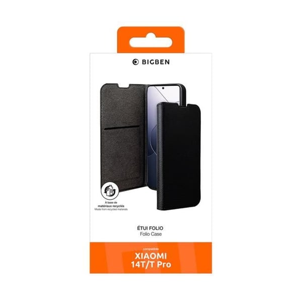 Folio Wallet - BIGBEN - Xiaomi 14T/14T Pro - Svart - Fällbart stöd - Fullständigt skydd