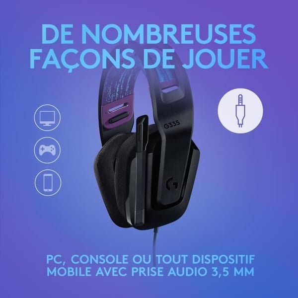 Pelikorvanet - Langallinen - Logitech G - G335 - PS5, PS4, Xbox, Switch, PC - Musta