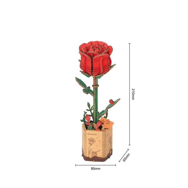 Robotime Red Rose TW042 Byggsats 21 x 8,5 x 6,5 cm