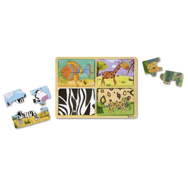 Melissa & Doug Naturlig Lek Trä Pussel: Djurmönster (Fyra 4-delade Djurpussel)