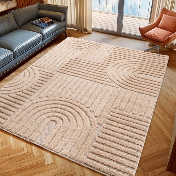 Matta - MELIS HOME - Skandinavisk bohem - 240X340 cm - Rosa - Jute-bakgrund