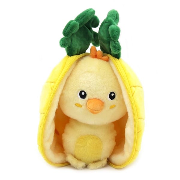 Plyschleksak - Les Déglingos - Flipetz Pineapple Chick - 2 i 1 - Tvättbar - 14x10x24 cm