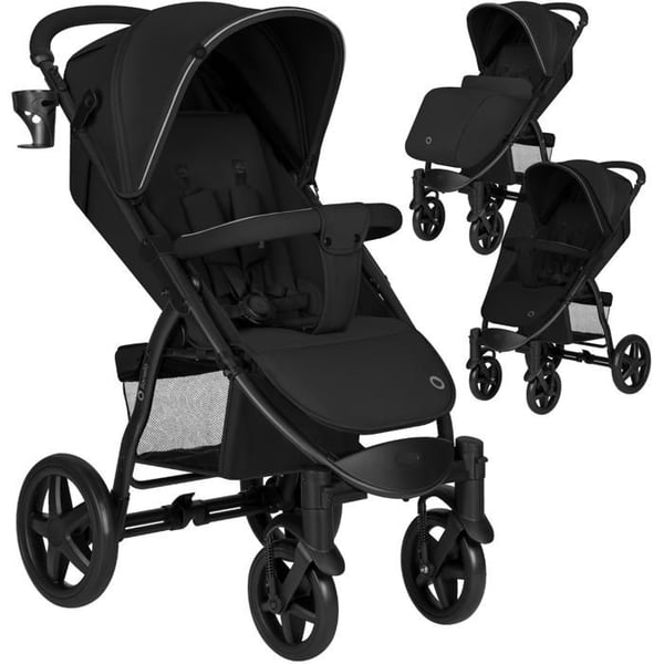 LIONELO Annet Plus Terrängvagn - Stora hjul - Upp till 22 kg - Stötdämpare - Tillbehör - Svart