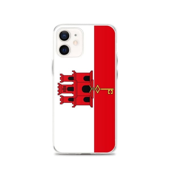 Mobilskal – Gibraltarflagga – Kompatibel med iPhone 12 – Flexibelt Fodral – Stöt- och Slitstarkt – Silikon – Pixelforma
