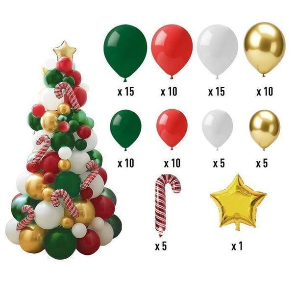 Dekorationskit - LILLA CLOWN - 86 Ballonger Jul - Olika färger - Lätt att montera - Wow-effekt