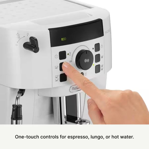 Espresso med kværn - De'Longhi - Magnifica ECAM 21.117.W - 1450W - 15 bar - Hvid