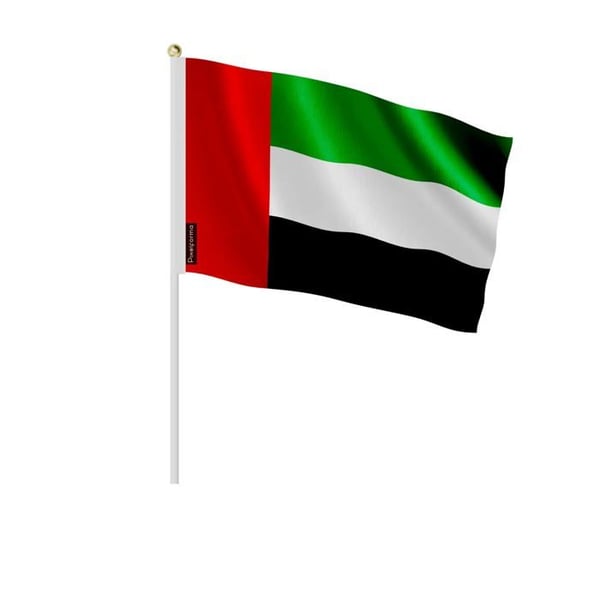 Sats med Mini-Flags – Förenade Arabemiraten – 14 x 21 cm – Att Hålla i Handen – Polyester - 50 stycken – Pixelforma