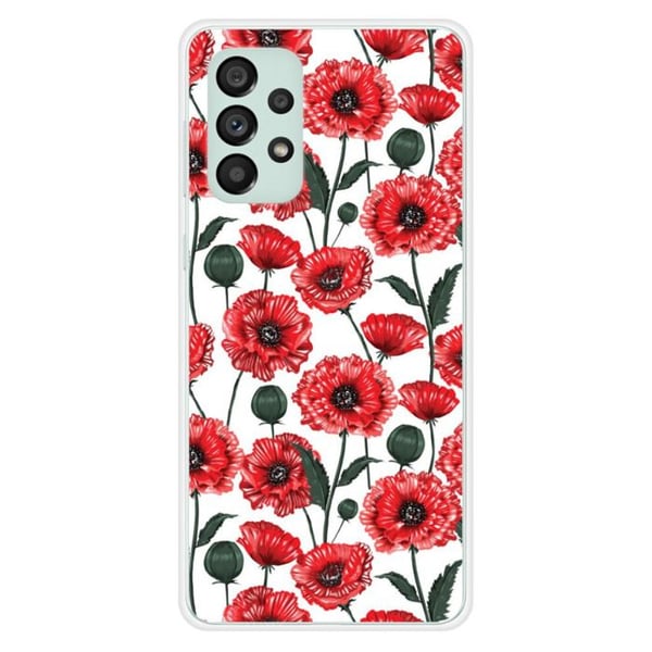 Siliconehölster - Kompatibel med Samsung Galaxy A73 5G - design med vallmo-blommor